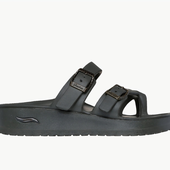 SCKECHERS Black Slide Sandals with Buckles - Picture 13 of 16
